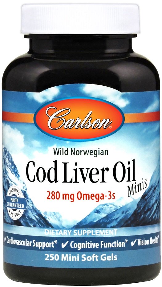 Carlson Labs Cod Liver Oil Minis, 280mg - 250 kapsulių