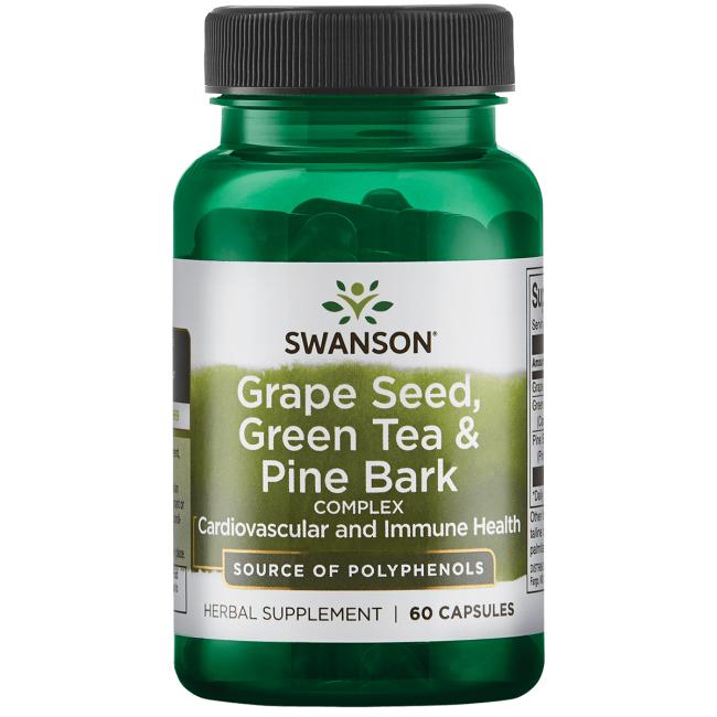 Swanson Grape Seed, Green Tea & Pine Bark kapsulės