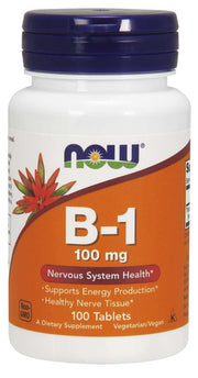 NOW Foods Vitamin B-1 Thiamine 100mg, 100 tablečių, maisto papildas