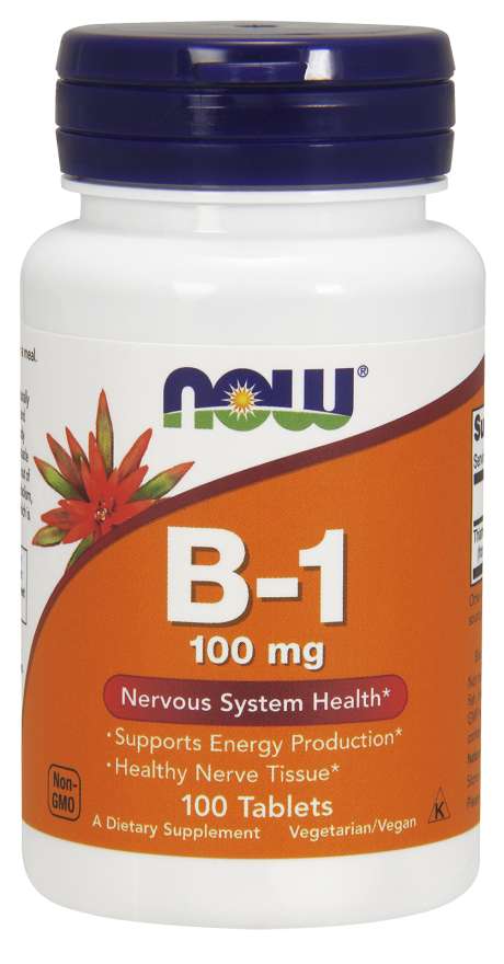 NOW Foods Vitamin B-1 Thiamine 100mg, 100 tablečių, maisto papildas