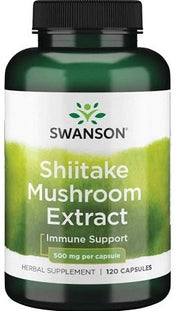 Swanson Shiitake grybų ekstraktas, 500mg, 120 kapsulių, sveikatos papildas