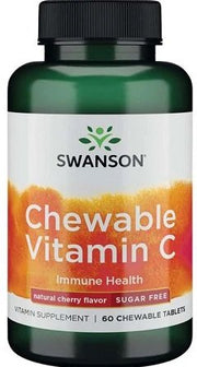 Swanson Chewable Vitamin C, natūralus vyšnių skonis, 60 kramtomųjų tablečių