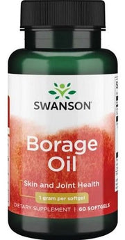 Swanson Borage Oil, 1000mg - 60 kapsulių, maisto papildas moterims