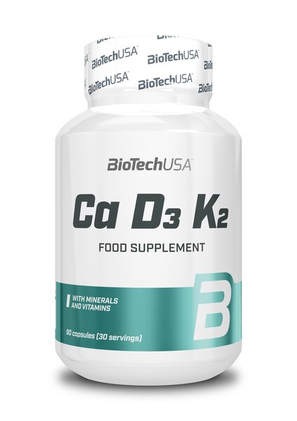 BioTechUSA Ca D3 K2 - 90 kapsulių, maisto papildas, vitaminai ir mineralai