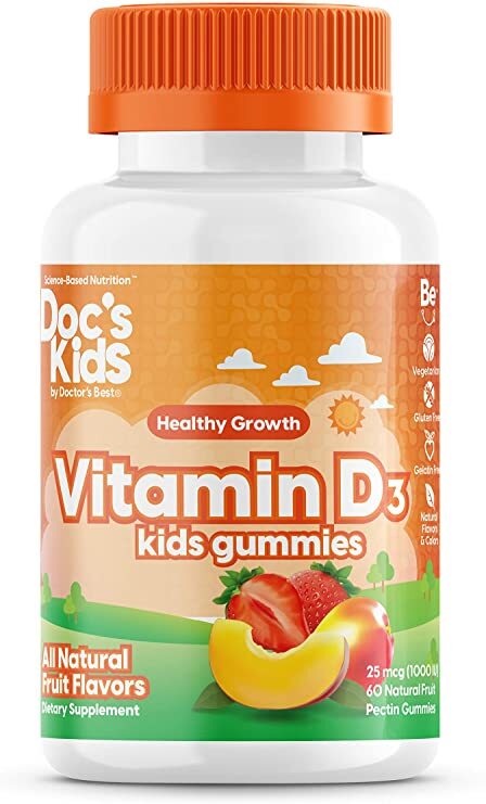 Vitaminų D3 vaikų guminukai, vaisių skonio, maisto papildas