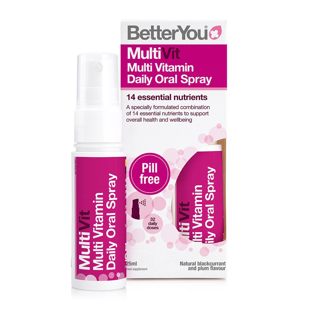 BetterYou MultiVit, juodųjų serbentų ir slyvų skonio burnos purškalas