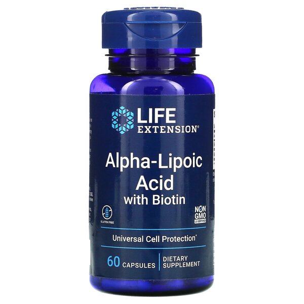 Maisto papildas Alpha-Lipoic Acid su Biotinu, 60 kapsulių