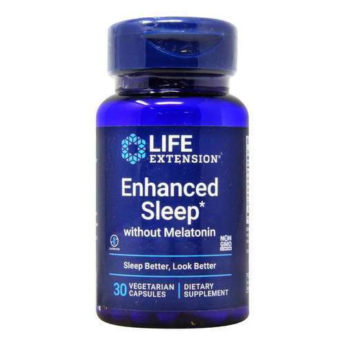 Life Extension Enhanced Sleep be ne melatonino, 30 kapsulių