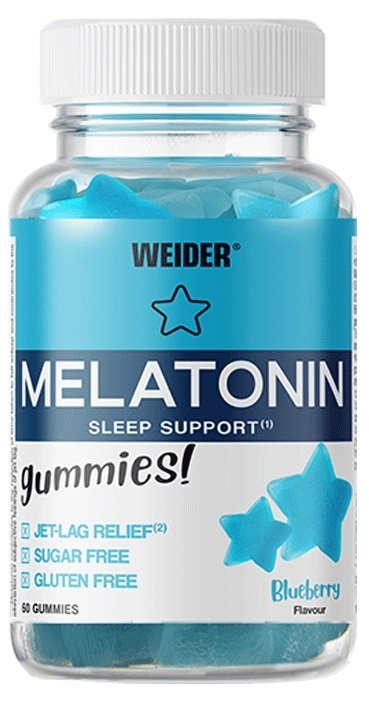 Weider Melatonin, Blueberry - 60 guminukų, miego ir poilsio papildas