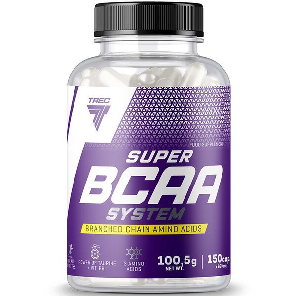 Trec Nutrition Super BCAA System - 150 kapsulių, amino rūgštys, sporto papildas
