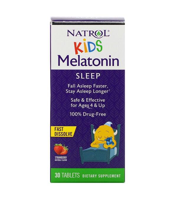 Natrol Kids Melatonin, Strawberry - 30 tablečių, vaikų miego papildas