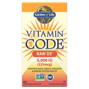 Vitaminų papildas Garden of Life Vitamin Code Raw D3, 5000 IU, 60 kapsulių