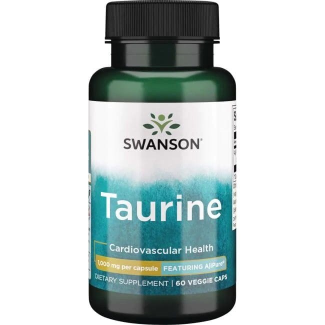 Swanson Taurine, 1000mg - 60 kapsulių, amino rūgštys