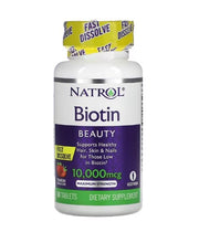 Natrol Biotin tablečių butelis