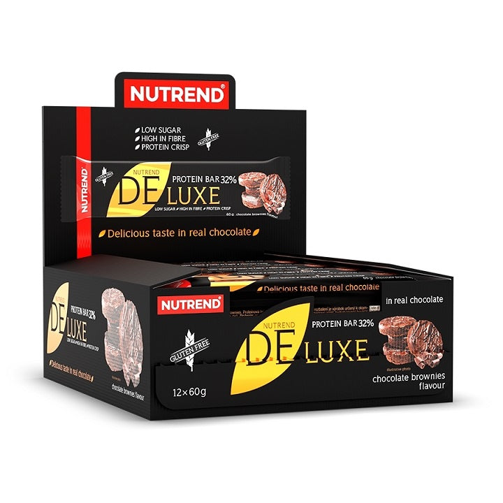 Baltymų batonėliai Nutrend Deluxe, šokolado brownies skonis, 12 vnt