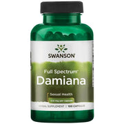Swanson Damiana, 510mg - 100 kapsulių, maisto papildas, libido ir seksualinei sveikatai