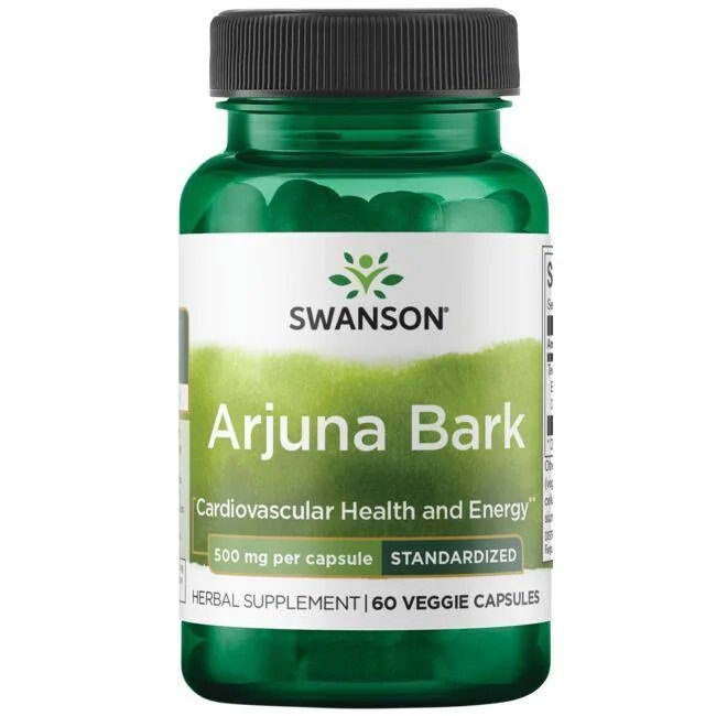 Swanson Arjuna Bark, 500mg - 60 kapsulių, sveikatos papildas