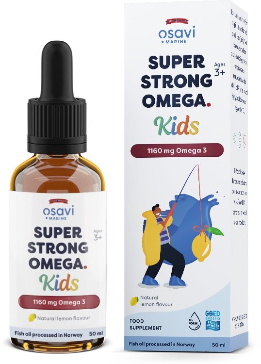 Osavi Super Strong Omega Kids, 1160mg Omega 3, citrinė etiketė