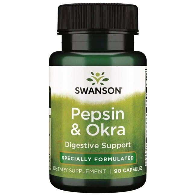 Swanson Pepsin & Okra maisto papildas kapsulės
