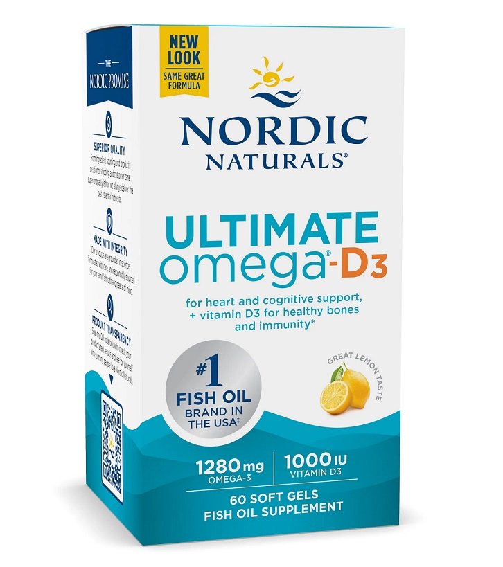 Nordic Naturals Ultimate Omega-D3 kalaõli, 1280 mg sidrunimaitseline - 60 kapslit
