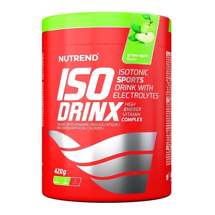 Nutrend IsoDrinx, Žalio obuolio skonis, 420 g, sporto papildas elektrolitams