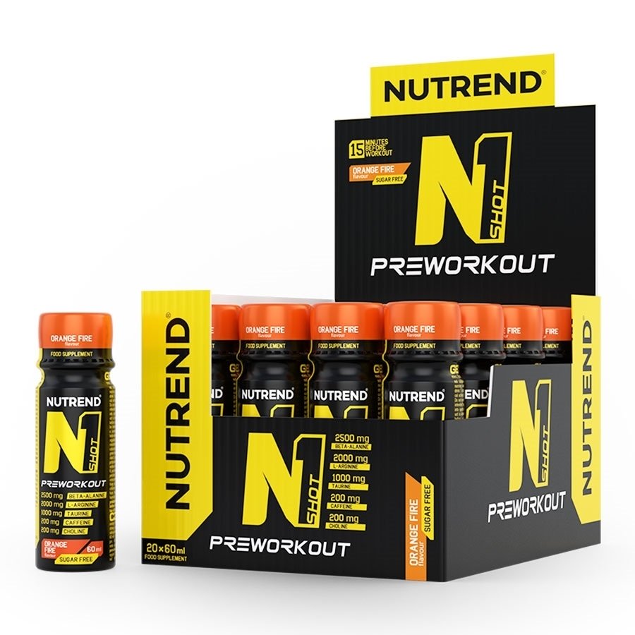 Nutrend N1 Shot, Orange Fire - 20 x 60 ml, energijos papildas sportui
