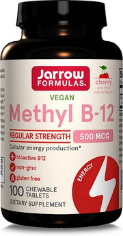 Jarrow Formulas Methyl B-12 vegan tabletes, 500mcg, raudonos spalvos