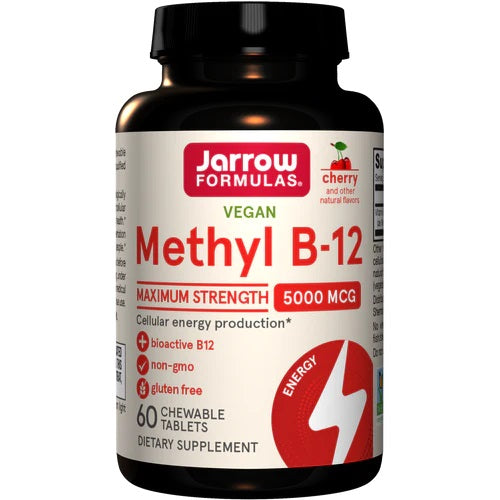 Jarrow Formulas Methyl B-12, 5000mcg, veganiški kramtomieji tabletes