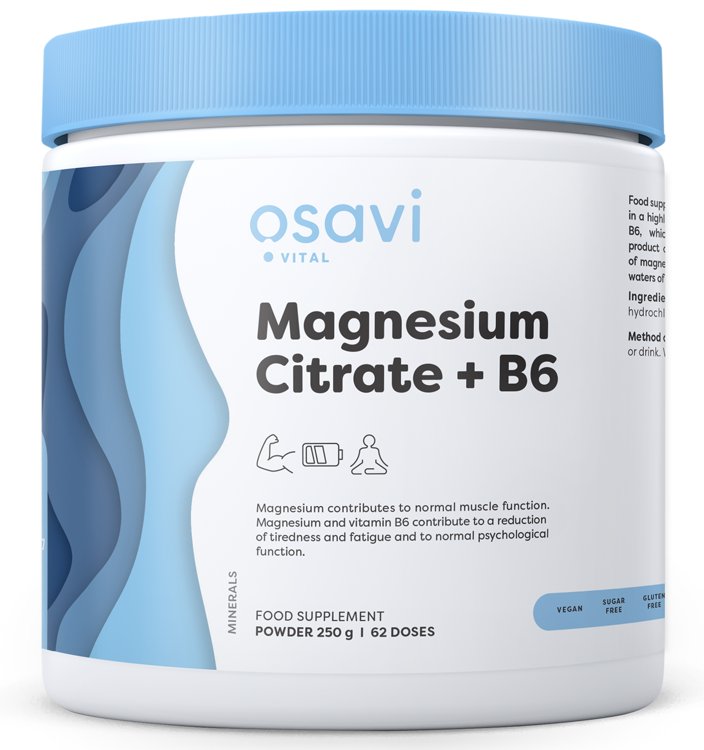 Maisto papildas Osavi Magnesium Citrate + B6 milteliai