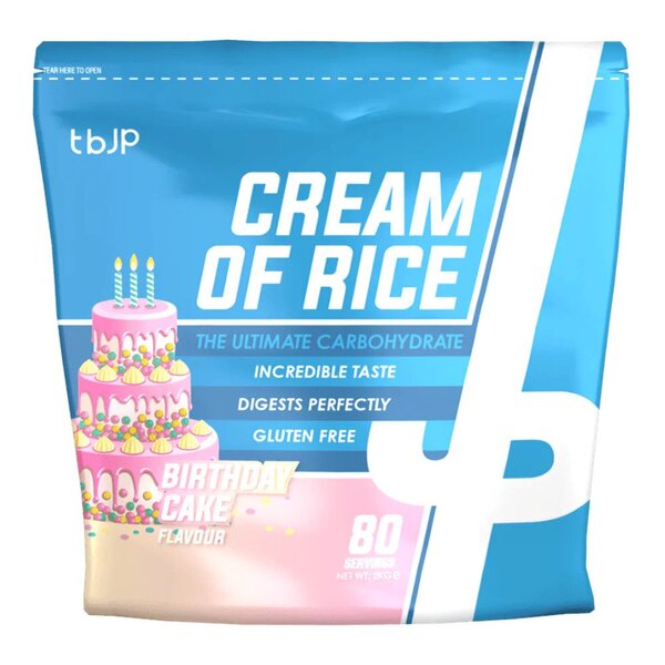 Trained by JP Cream of Rice, Birthday Cake - 2000 g, angliavandenių papildas