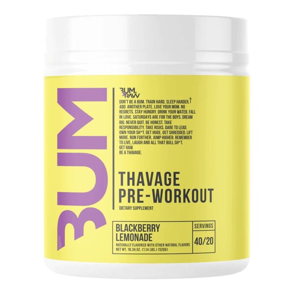 Raw Nutrition Thavage Pre-Workout, Blackberry Lemonade - 520 gramų maisto papildas