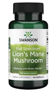 Swanson Lion's Mane grybas, 500mg, kapsulės