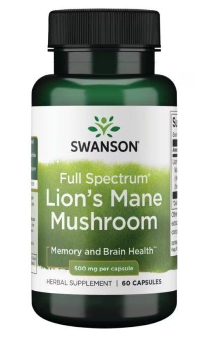 Swanson Lion's Mane grybas, 500mg, kapsulės