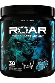 Rule One Roar, Blue Razz, sporto papildas, energijos gėrimas, pre-workout, treniruotėms