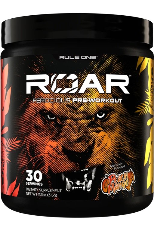 Rule One Roar, Peach Mango - 315 g, sporto papildas, pre-workout