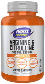 NOW Foods Arginine & Citrulline kapsulės sporto papildas