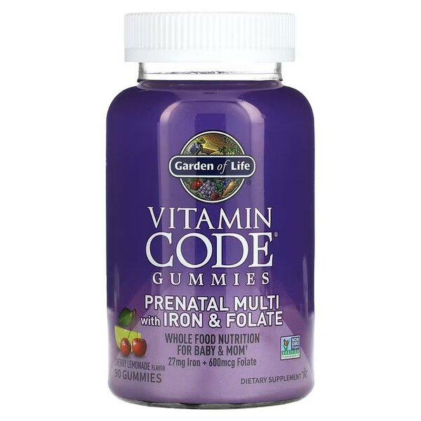 Vitaminų guminukai Prenatal Multi su geležimi ir folatu, vyšnių citrinos skonio, 90 vnt.