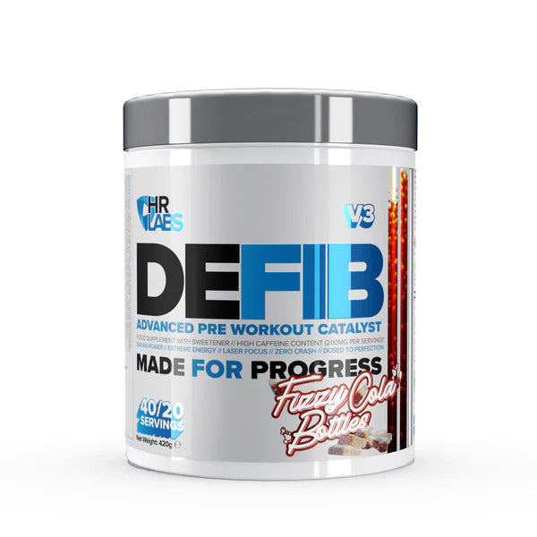 HR Labs Defib V3 pre workout papildas, gazuotos kola butelės, 420 g