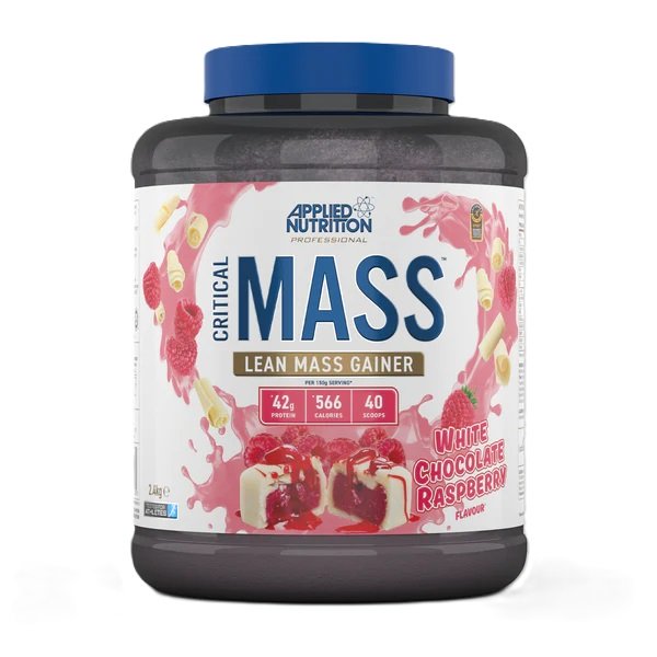 Maisto papildas Critical Mass, baltasis šokoladas avietė, sporto mityba