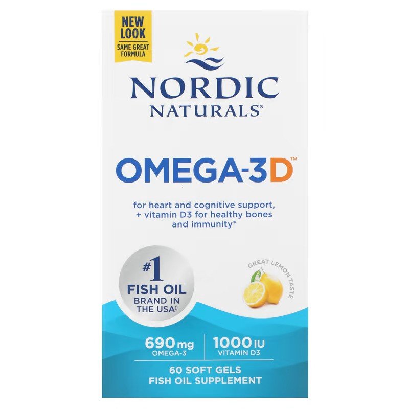 Nordic Naturals Omega-3D, 690 mg sidrun - 60 kapslit