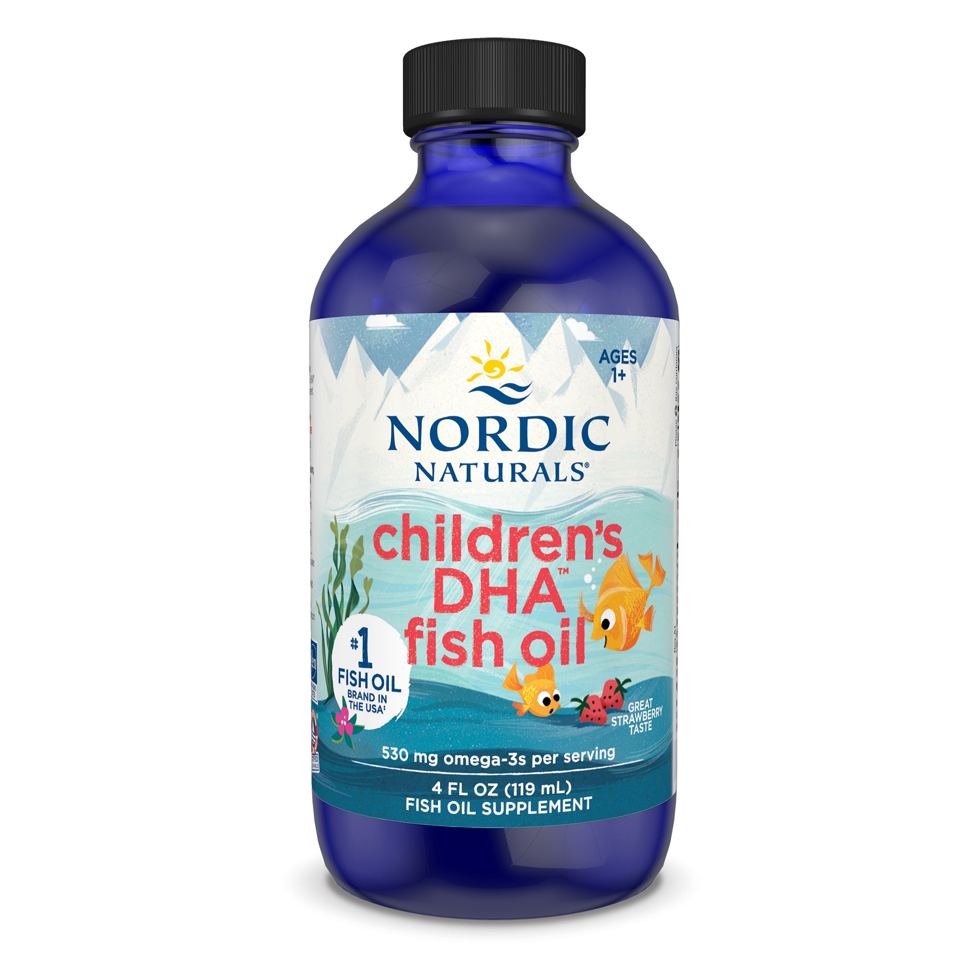 Nordic Naturals laste DHA, 530 mg Omega-3 maasika maitsega - 119 ml.