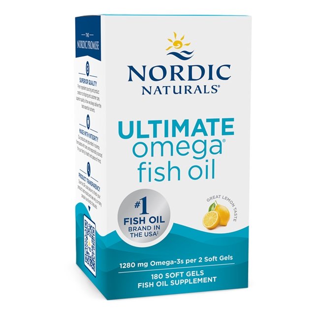 Nordic Naturals Ultimate Omega, 1280mg Lemon - 180 kapsulių, žuvų taukų papildas