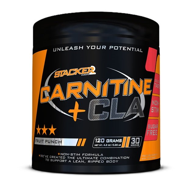 Maisto papildo Stacker2 Carnitine + CLA, Fruit Punch, 120 g, sporto papildas