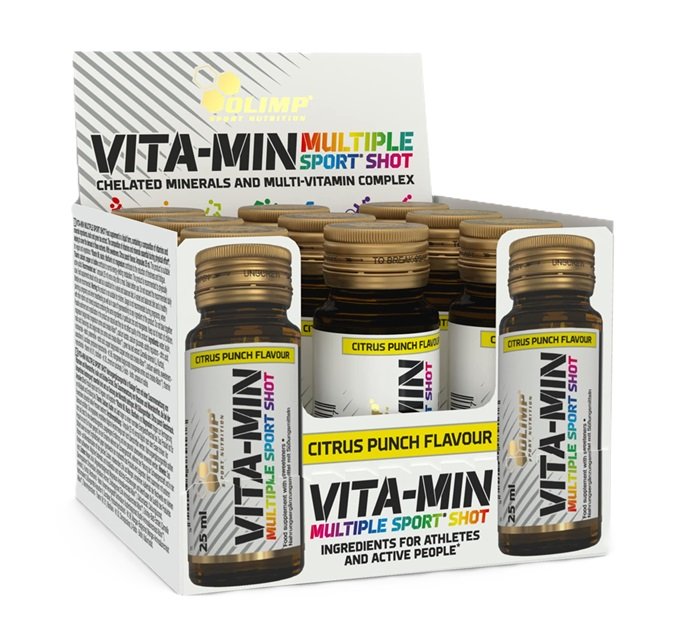 Olimp Vita-Min sporto šotas, citrusinis skonis, 25 ml buteliukai