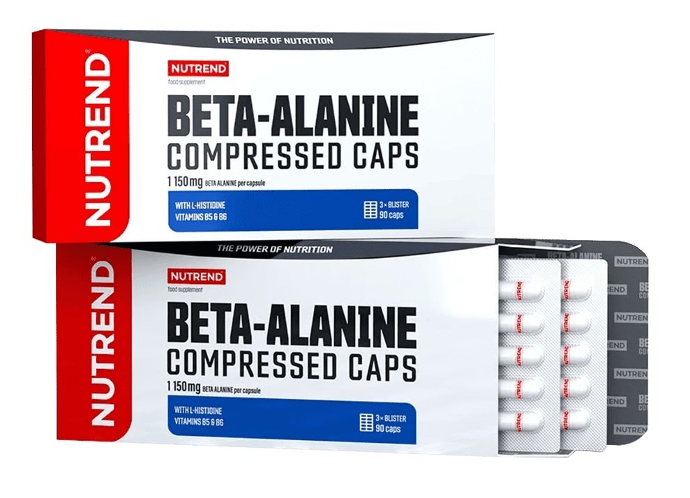 Nutrend Beta-Alanine Compressed Caps maisto papildo pakuotė