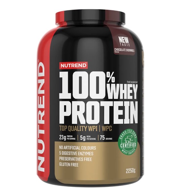 Nutrend 100% Whey Protein, Chocolate Brownies - 2250 gramų, baltymų papildas