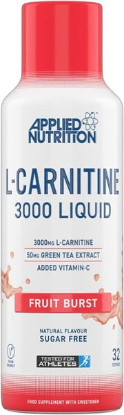 Applied Nutrition L-Carnitine Liquid 3000, Fruit Burst - 480 ml, skystas papildas svorio kontrolei