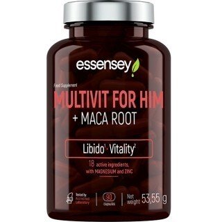 Essensey Multivit for Him + Maca Root - 90 kapsulių, maisto papildas, libido ir sveikata