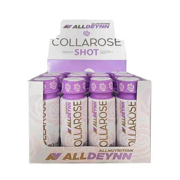 Maisto papildas Allnutrition AllDeynn Collarose Shot, aviečių ir laukinių braškių, 12 vnt.
