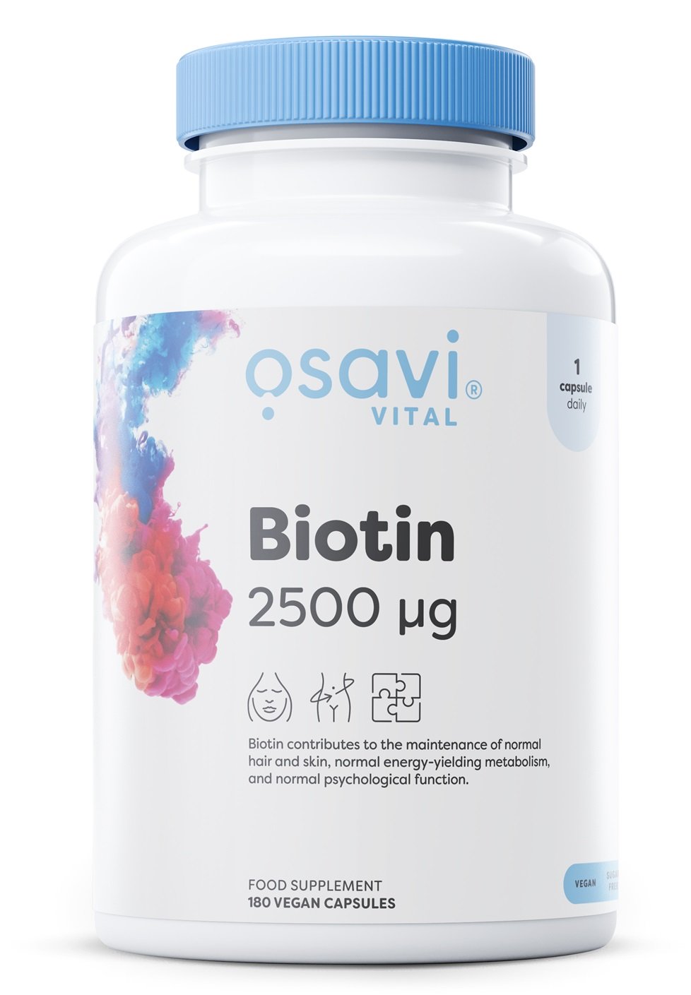 Osavi Biotin, 2500mcg - 180 kapsulių, maisto papildas, biotinas